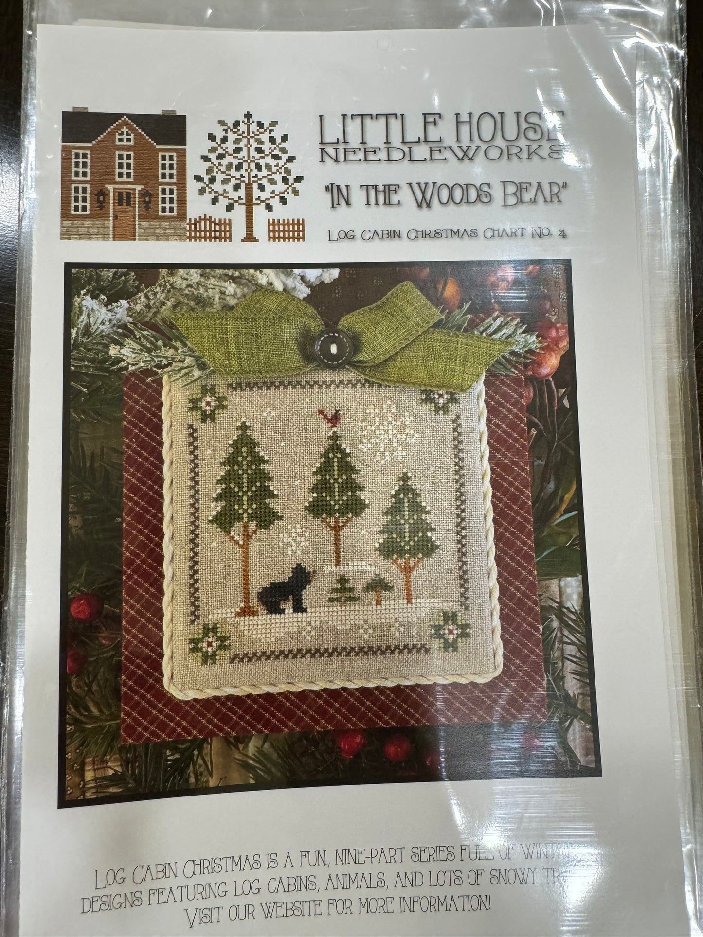 Log Cabin Christmas Series- Chart 4 Log Cabin Bear