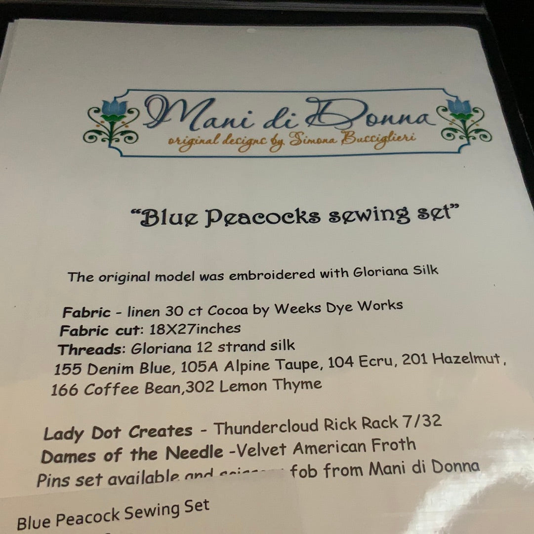 Blue Peacocks Sewing Set