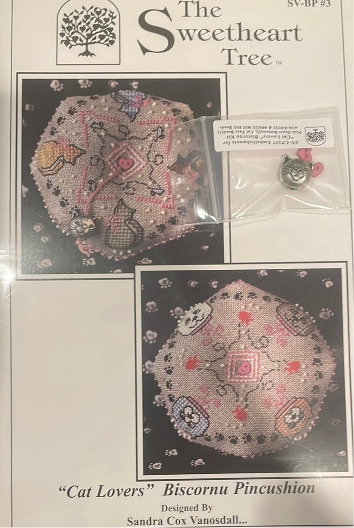 Cat Lovers -Biscornu Pincushion