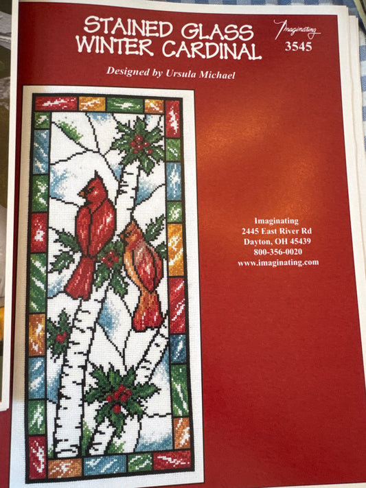Stained Glass Winter Cardinal