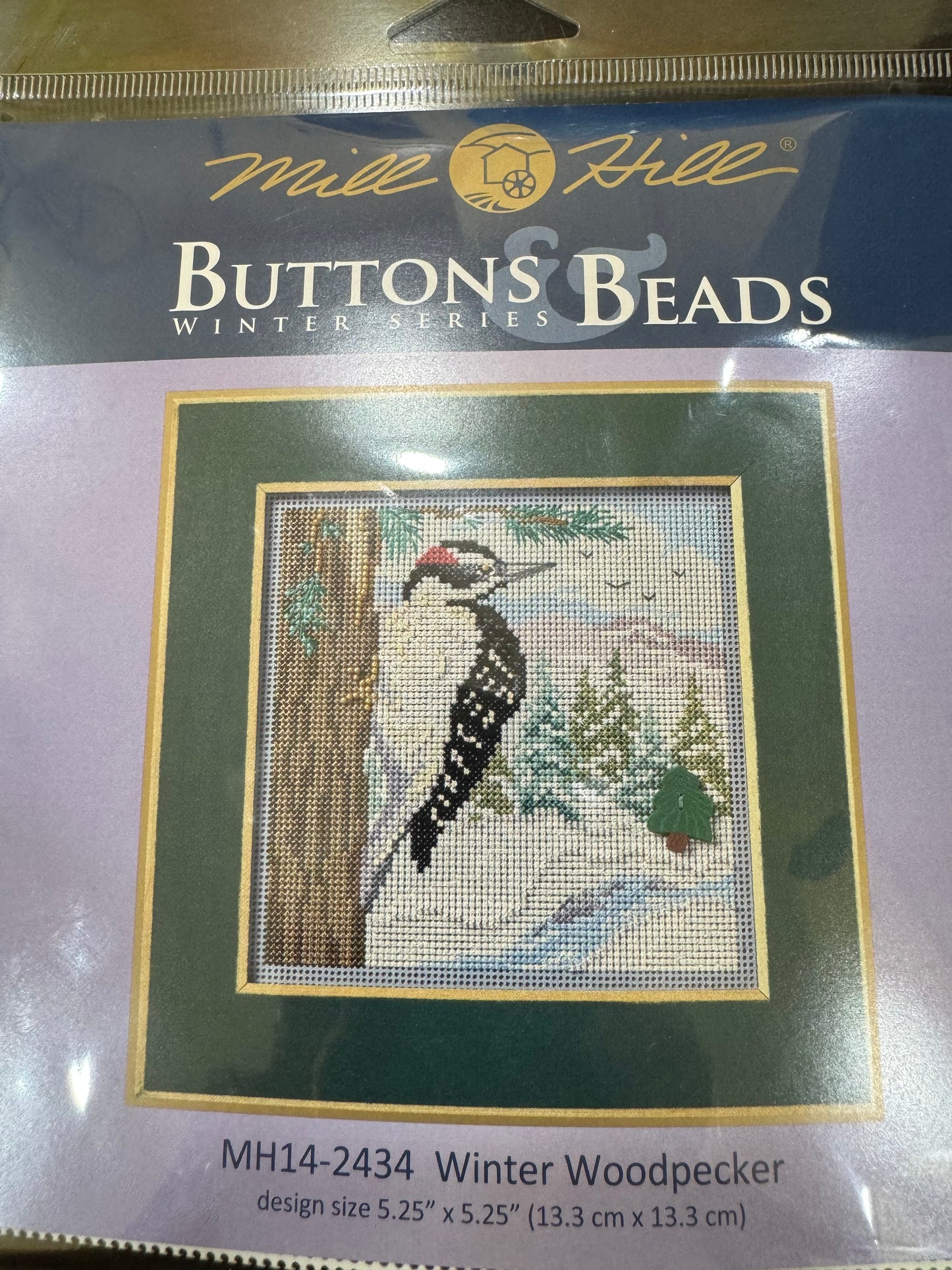 Buttons & Beads - Winter Woodpecker